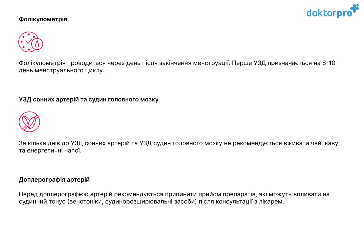 Фолікулометрія, УЗД сонних артерій та судин головного мозку, доплерографія артерій