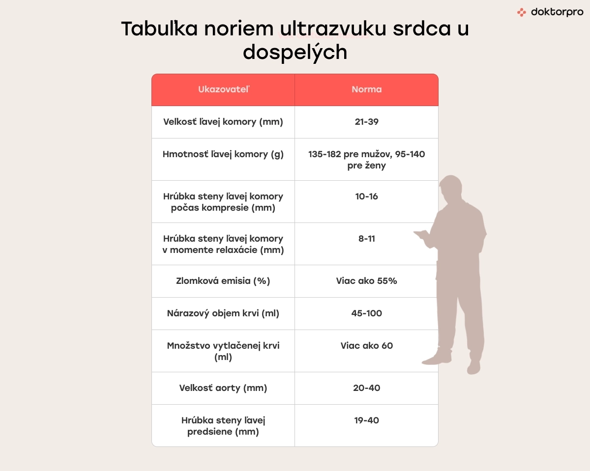 Tabuľka noriem ultrazvuku srdca u dospelých